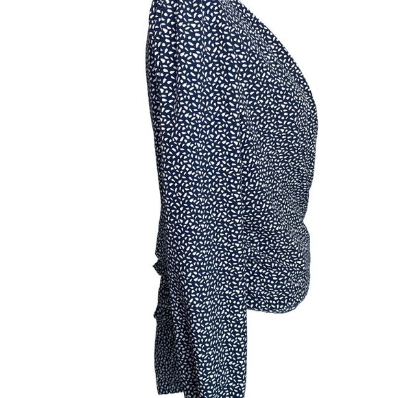 MILEY+MOLLY Surplice Tie Back long sleeve loose fit blouse top. Navy/white Large - Picture 4 of 11